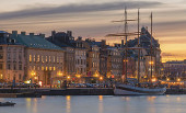 Skeppsbron seen from Södermalm. Stockholm, Sweden.